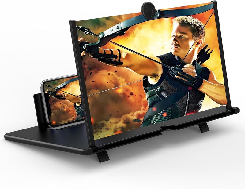 Fopudy 16" Screen Magnifier for Mobile Phone,3D HD Cell Phone Magnifying Projector Screen Enlarger for Movies, Videos, and Gaming,Foldable Phone Stand with Screen Amplifier,Supports All Smartphones (Black) - Image 1